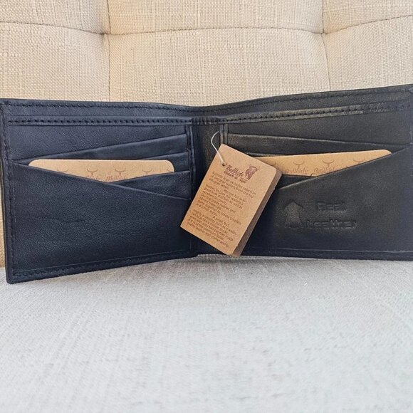 Leather Cardholder Wallet Billfold Handmade Bifold Purse Made in Pakistan - Picture 9 of 12